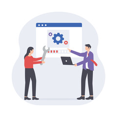 Website Update Flat Vector Illustration EPS 10 File    