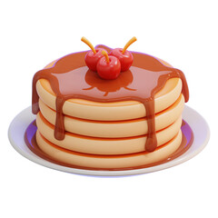 Stacked Pancakes with Cherry Topping