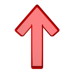 3D 赤い半透明のガラスの矢印 アイコン - 上昇・成功・注目