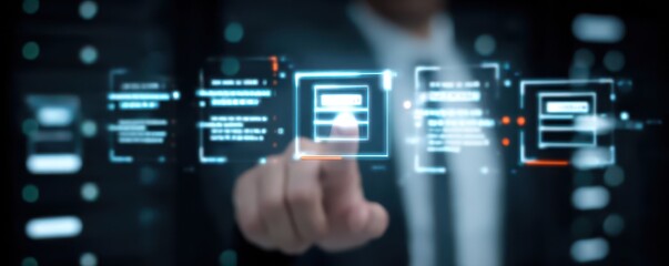 Fototapeta premium Marketing teams integrate quantum software with server and firewall management to protect the database while vision tools optimize operations