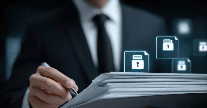 The system expands when a contract is initiated and enforcement officers guard every document while workers secure digital paths until approval confirms the economic deal