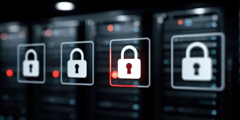 Fototapeta premium Marketing vision leverages quantum software to secure the database, stabilize servers, and enhance firewall protection across complex systems