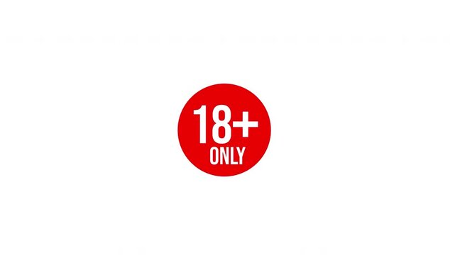 18 plus only icon sign animation age restriction mature content adults warning
