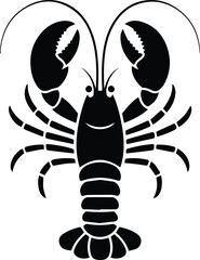 Minimalist black lobster seafood silhouette vector icon
