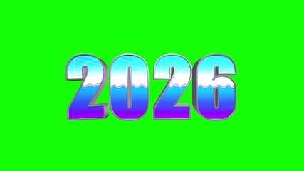 Colorful 3d rendering of the year 2026 with a green screen background for video editing use