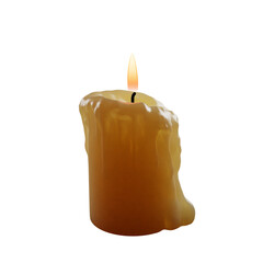 Warm Candle Lit on Transparent Background for Cozy Ambiance, Relaxation, and Mood Lighting