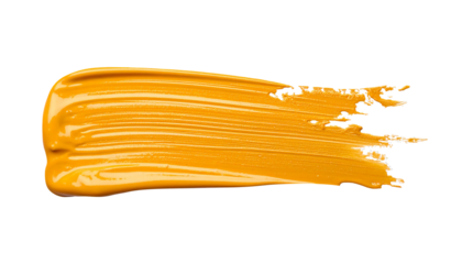 textured abstract orange yellow color paint stroke isolated on transparent background, png