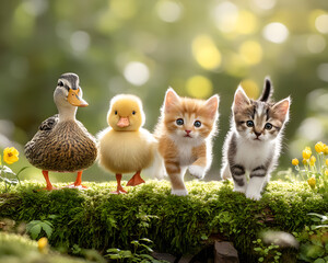 pastel cute animal parade illustration Adorable animals walking together on a path. adorable nursery wallpaper design tiny forest friends marching pattern