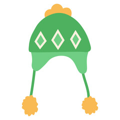 Collection of cute winter hats and ear warmers in flat design Illustration