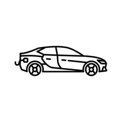 Modern car outline icon, electric vehicle charge point concept