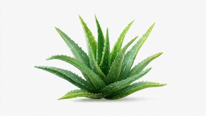 Fototapeta premium Vibrant Aloe Vera Plant with Spiky Green Leaves on a Clean White Background