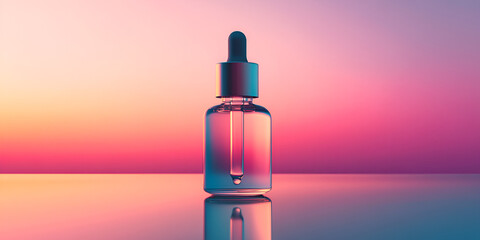 Glass Dropper Bottle with Metallic Cap on Minimalist Base