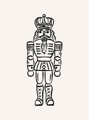 Whimsical Christmas nutcracker illustration. Hand draw illustration