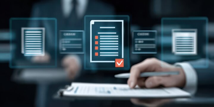 A diligent system forms as a contract is filed and enforcement staff examine each document while technicians secure sensitive modules before approval completes the deal