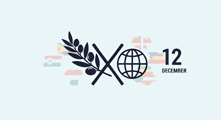 Vector illustration for the International Day of Neutrality on December 12, featuring an olive branch and globe symbol for global peace and diplomacy