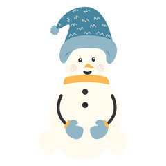 Merry Christmas and happy new year with cute snowman in winter costume