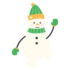 Merry Christmas and happy new year with cute snowman in winter costume