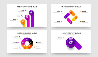 Sales Forecast 3 4 5 1 Option Infographic Slideshow Layout Collection. Product Planning Three Four Five One Element Graph Frame Template Vector Illustration Bundle.