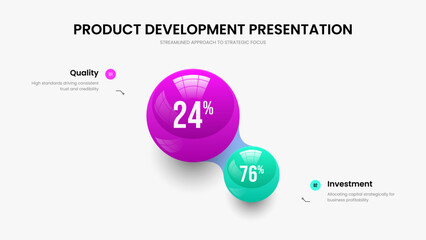 Creative Portfolio Two Step Infographic Slideshow Design. Visual Proposal Slide Layout Vector Illustration. Colorful Review 2 Element Graph Presentation Template.