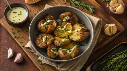 Crispy Smashed Potatoes with Herb Garlic Aioli: Easy Roasted Potato Side Dish