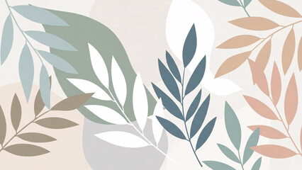 Pastel Botanical Leaf Pattern Background