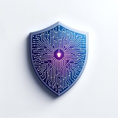 A digital shield with a glowing circuit board pattern, symbolizing cybersecurity and data protection.