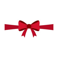 Elegant red ribbon bow isolated on white background.