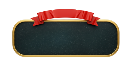 Elegant Golden Framed Signboard with Red Ribbon Against Cosmic Background for Festive Greetings and Promotions