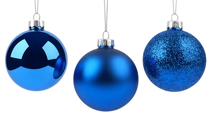 Transparent Blue Christmas Ornaments PNG - Assorted Hanging Baubles