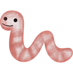 Cute Pink Worm Character Illustration