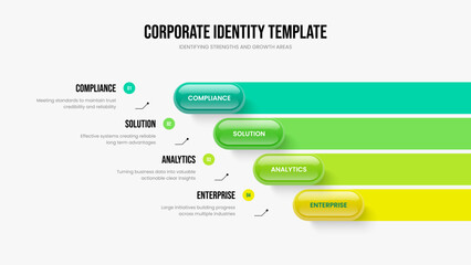 Obraz premium Company Plan Presentation Layout Vector Illustration. Corporate Launch Four Step Diagram Slideshow Template. Project Forecast 4 Option Infographic Frame Design.