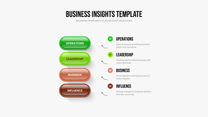 Market Insight Four Step Infographic Presentation Design. Creative Introduction Slide Template Vector Illustration. Project Showcase 4 Option Diagram Frame Layout.