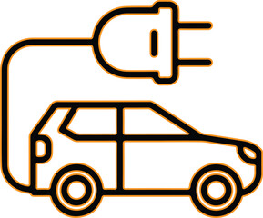Electric car charging with a power plug icon