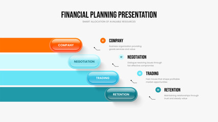 Fototapeta premium Project Growth 4 Option Diagram Presentation Template. Creative Briefing Four Element Infographic Frame Design. Investor Solution Slide Layout Vector Illustration.
