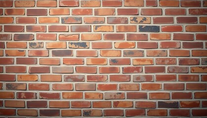 Fototapeta premium Rough, aged brick wall surface, varying tones of red and brown, aged brick, building