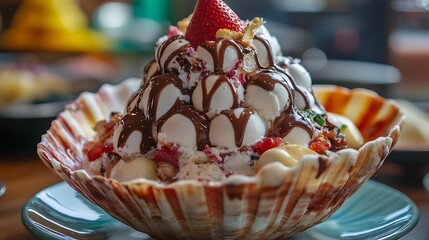 Sundae served in a giant seashell