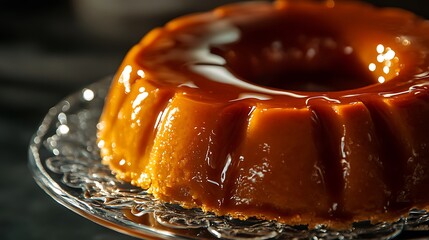 Sweet caramel flan with a shiny glaze