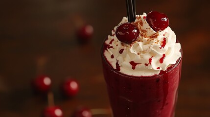 Sweet cherry smoothie with whipped cream