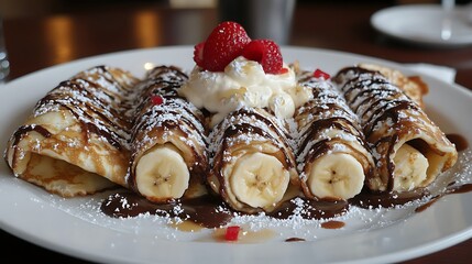 Sweet crepes filled with Nutella and bananas