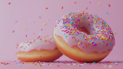 Sweet glazed donuts with colorful sprinkles