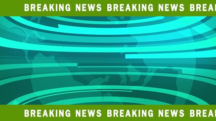 Green Abstract Globe with Horizontal Lines and Breaking News Text background broadcast