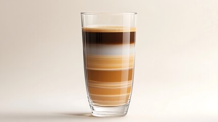 Tall iced coffee glass with visible espresso layers