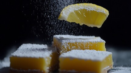 Tangy lemon bars dusted with powdered sugar