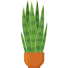 Tall Green Snake Plant In A Terracotta Pot With Textured Leaves And Stripes Detailed Pixel Art Illustration Isolated On White Background