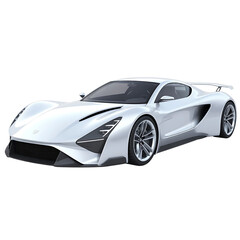 Sleek white modern sports car with aerodynamic design isolated on transparent background