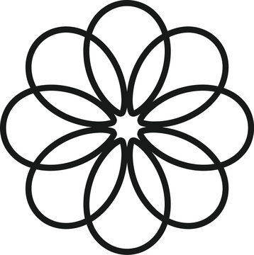 Abstract geometric design of a stylized flower with eight overlapping petals forming a symmetrical pattern