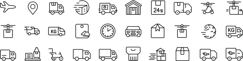Logistics And Delivery Service Icons On White Background shipping transport