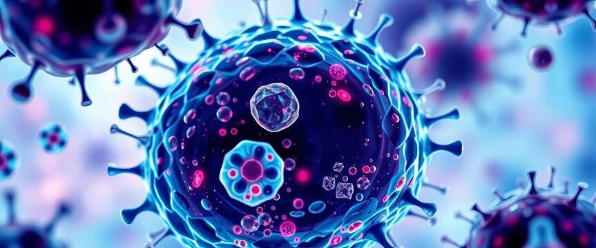 Microscopic view of abstract medical cells and structures, cellular, molecular