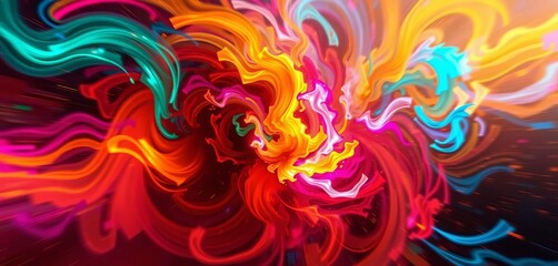 Abstract swirling energy burst, vibrant colors, chaotic motion,  vibrant,  rays