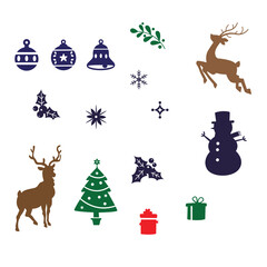 Assorted christmas ornaments and holiday decorations collection set